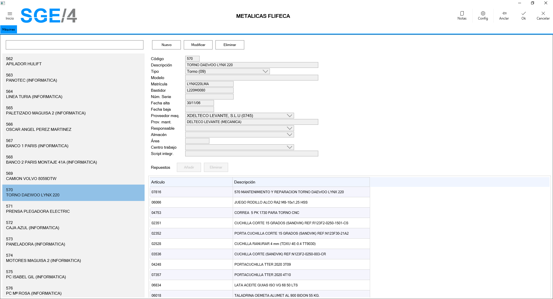 SGE4: mantenimiento (GMAO) y partes de trabajo